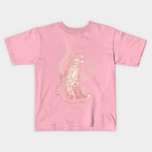 Pinky Leopard / Wild Cat in Blush Pink and Ivory Kids T-Shirt